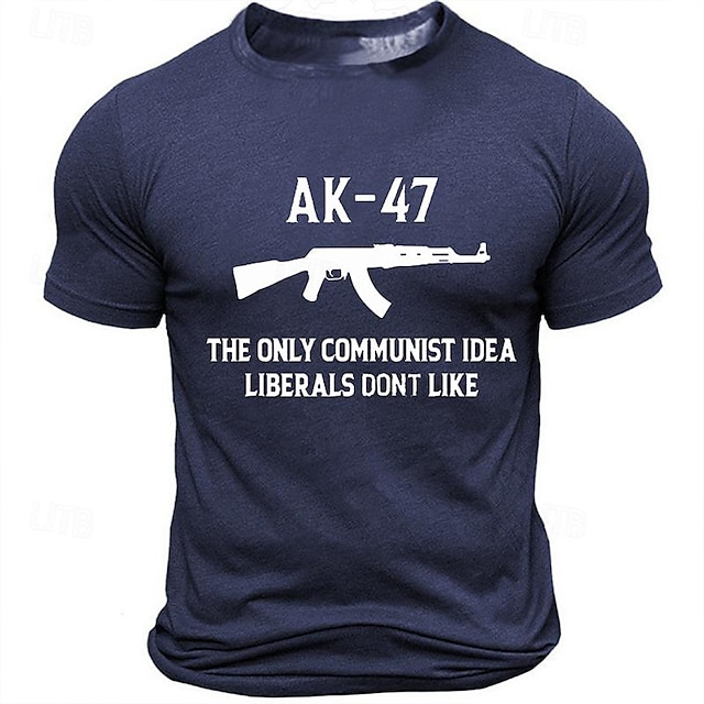  ak-47 den eneste kommunistiske ideen liberale liker ikke t-skjorte herre grafisk bomull t-skjorte sport klassisk skjorte kortermet komfortabel t-skjorte utendørs ferie sommer mote