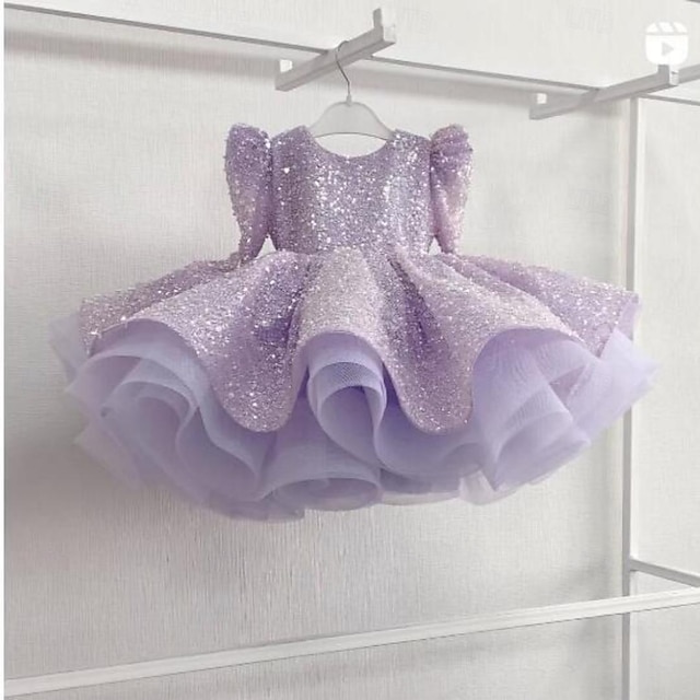  Robe de Demoiselle d'Honneur Fille Fille Robe de fête Utilisation Mariage Soirée Princesse Doux Maille Couleur unie manche longue Epaules Dénudées Rose Claire Bleu Ciel 2-12 ans