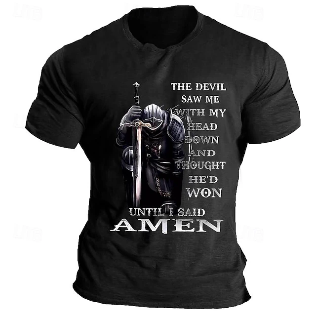 Men's Knights Templar Quotes & Sayings T Shirt Graphic Tee Cotton Short Sleeve Graphic Shirt Black Blue Light Grey Comfortable Tee Vacation Daily Wear Fashion Designer Clothing 5