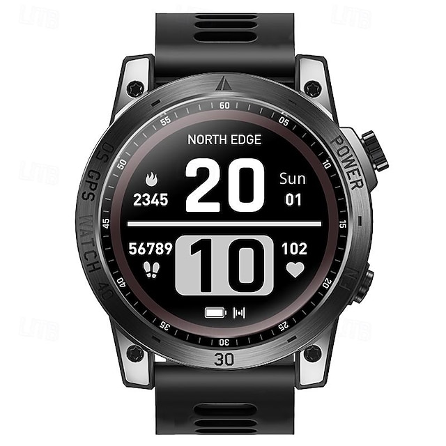  NORTH EDGE cross fit3 Slimme horloge 1.43 inch(es) Smart horloge Bluetooth Stappenteller Gespreksherinnering Slaaptracker Compatibel met: Android iOS Heren GPS Waterbestendig Kompas IP 67 47 mm