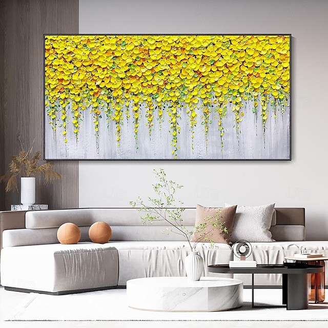  Hand painted 3D Flower Knife Painting On Canvas handmade Abstract Yellow Flower Texture Art Original Planting  Large Painting for Living Room bedroom home decor Painting