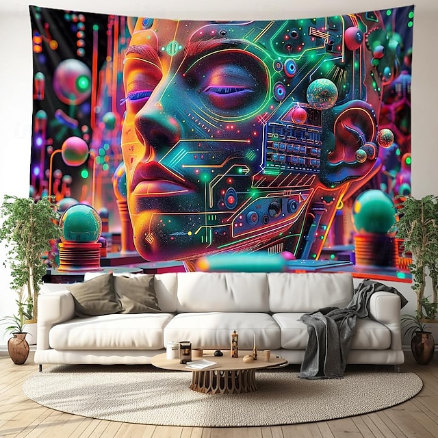  vědecký trippy robot závěsný gobelín nástěnné umění velký gobelín nástěnná malba výzdoba fotografie pozadí deka opona domácí ložnice dekorace obývacího pokoje