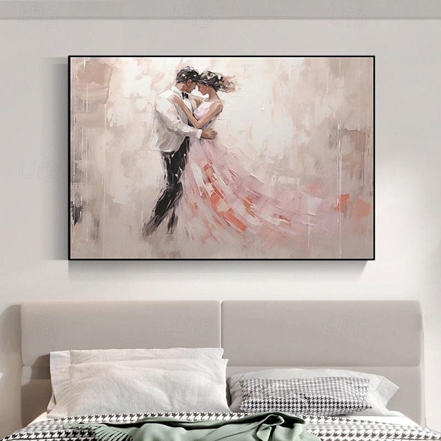  Large Romantic Dancing Couple Canvas Hand painted Wall Art Abstract man and Woamn Dancing Modern Art for Home Wall Bedroom Living Room Decoration No Frame