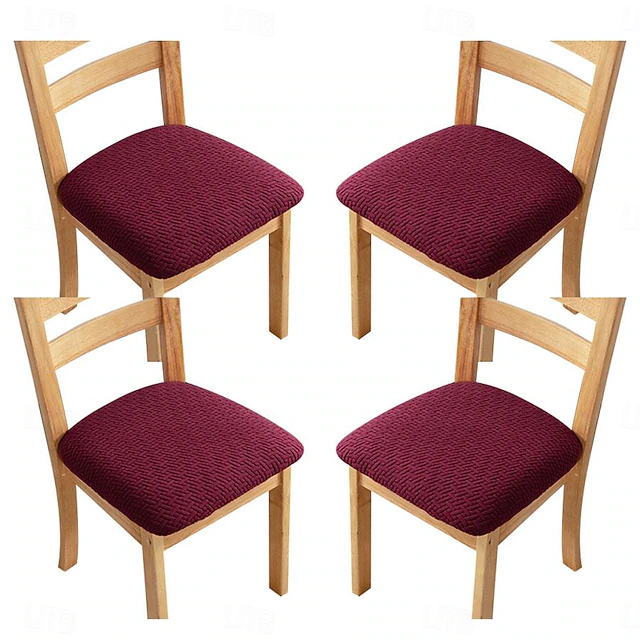 4 Pcs Stretch Jacquard Chair Seat Covers Chair Cushion Cover, Removable Washable Dining Chair Covers Anti-Dust Dining Room Chair Covers Seat Cushion Slipcovers 11