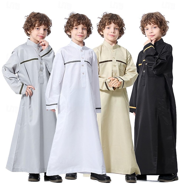  arabiske klær barn jubba thobe islamske klær barn abaya saudi-arabia dubai eid for gutter muslimsk kjole kaftan jubba klær til ramadan