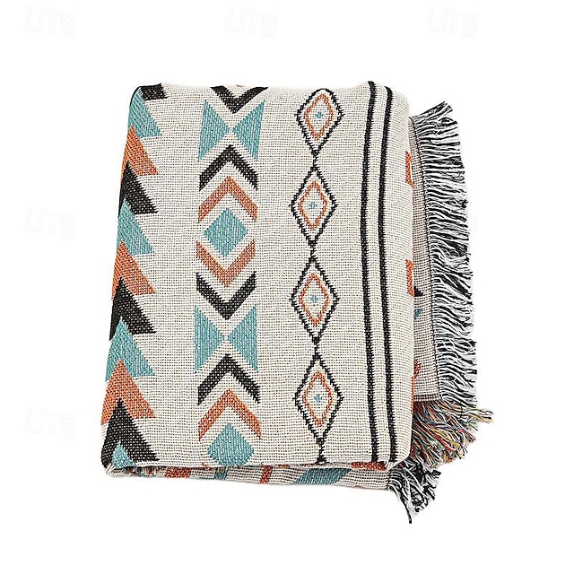  Blankets & Throws, Geometric Acrylic Fibers Warmer Tassel Soft Blankets