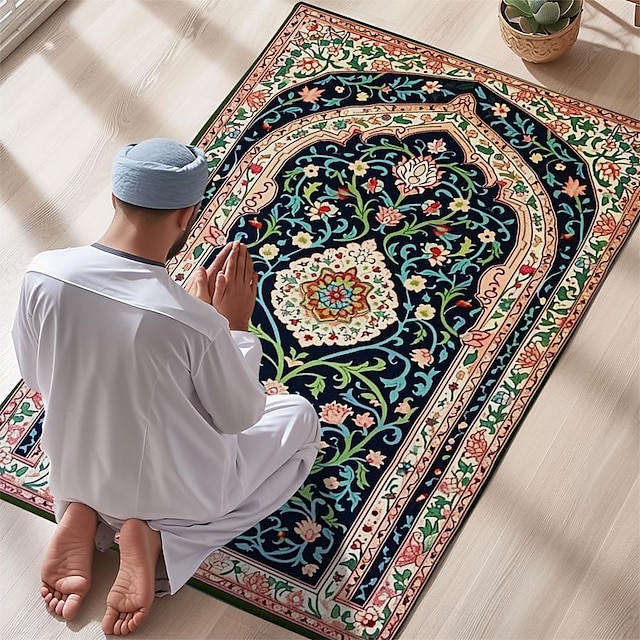  muslimsk bönematta matta med elegant design mjuk islamisk matta matta i falskt ull tyg mjukt beröring halkfri