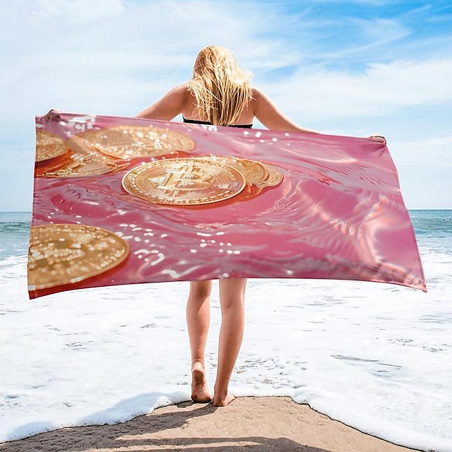  Gold Coin Pattern Beach Towel,Beach Towels for Travel, Quick Dry Towel for Swimmers Sand Proof Beach Towels for Women Men Girls Kids, Cool Pool Towels Beach Accessories Absorbent Towel
