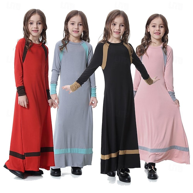  Enfants robe islamique filles indonésie vêtements robe arabe longues jupes musulmanes enfants abaya filles abaya pour ramadan