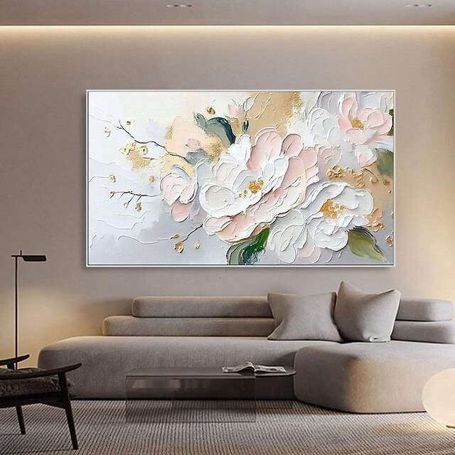 Hand painted 3D Textured Floral oil painting Wall Art Wabi-Sabi artwork ...