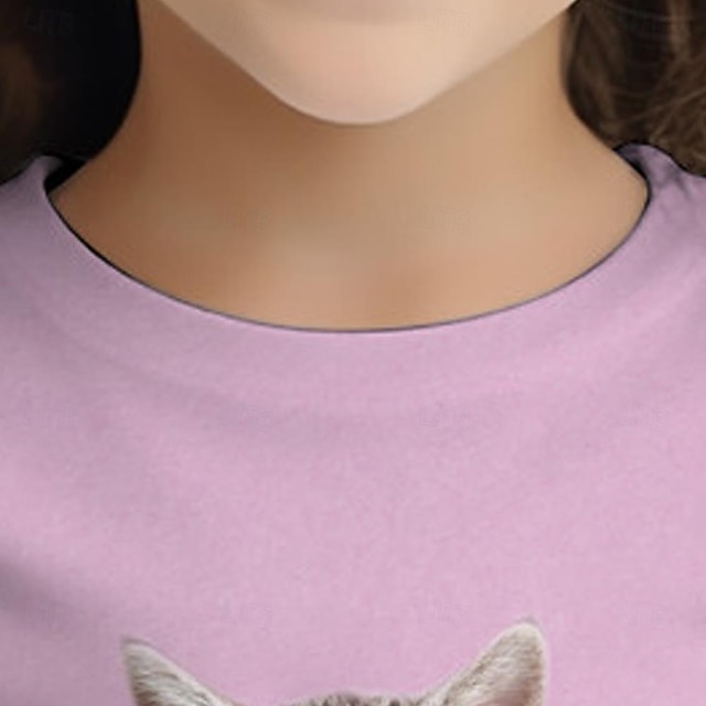 Girls' 3D Cat Pajama Set Pink Long Sleeve 3D Print Fall Winter Active Fashion Cute
