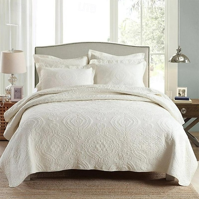  Boho-Bettdeckenset aus 100 % Baumwolle mit geometrischem Aufdruck, Tagesdecke für King-Size-Betten und Queen-Size-Betten für alle Jahreszeiten, leichtes, übergroßes Bohemian-Bettwäscheset