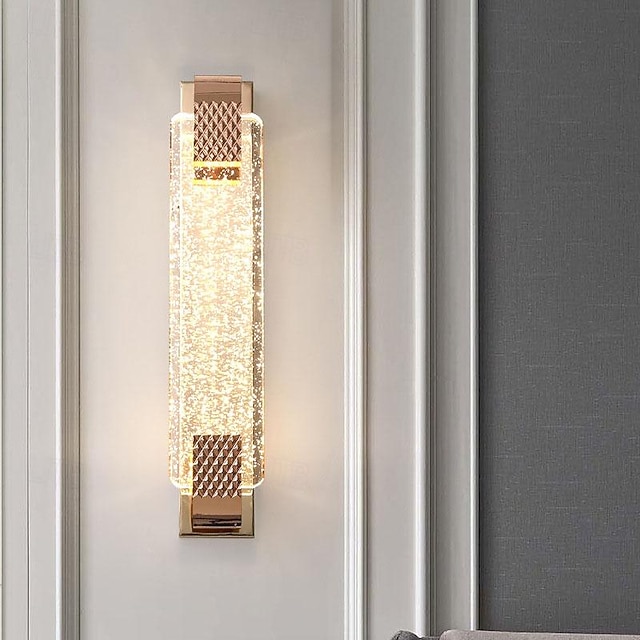  applique da parete in cristallo a led 40/50/60/70 cm luce notturna sul comodino, applique moderna per interni senza fili, applique dimmerabili illuminazione applique da parete in ottone per bagno