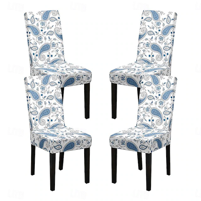 Stretch Spandex Dining Chair Cover 4 Pcs Set, Floral Pattern Stretch High Back Dining Chair Cover Slipcover with Elastic Band for Dining Room,Wedding, Ceremony, Banquet,Home Decor 24