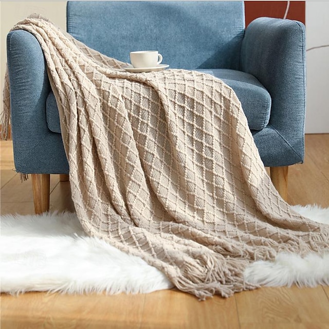  ブランケット＆毛布, 純色 / 幾何学模様 アクリル繊維 ウォーマー タッセル ソフト 毛布