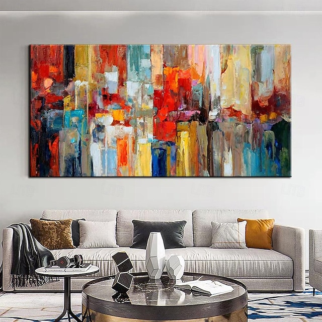  Pintura al óleo abstracta grande sobre lienzo, pintura boho texturizada pintada a mano, arte de pared, pintura acrílica elegante, pintura moderna para sala de estar, decoración del hogar