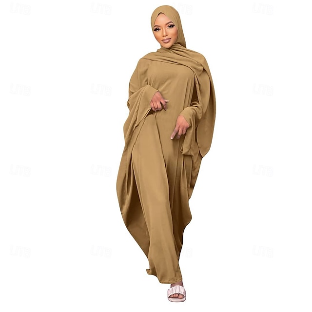  Pentru femei Rochii Abaya Turban Șaluri Eșarfe Hijab Dubai islamică Arabă arab Musulman Ramadanul Culoare solidă Adulți Rochie Eșarfă