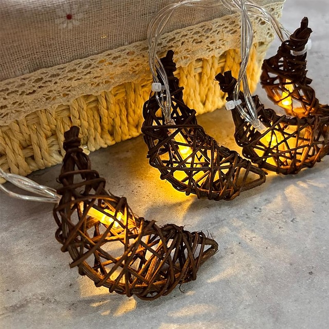  Luna estrellas luces de cadena LED 1,5 m 10 LED luces de hadas tejidas a mano boda Navidad fiesta familiar decoración del jardín luces del festival Eid Mubarak