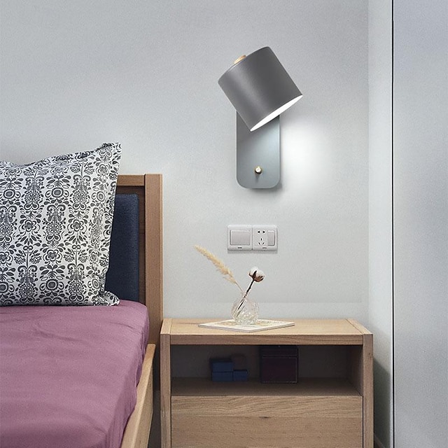  مصباح جداري أكريليك حديث برأس واحد قابل للدوران مصباح جداري مزخرف LED قابل للتعديل نوع معلق على الحائط مناسب لغرفة النوم وغرفة المعيشة ودرج الممر