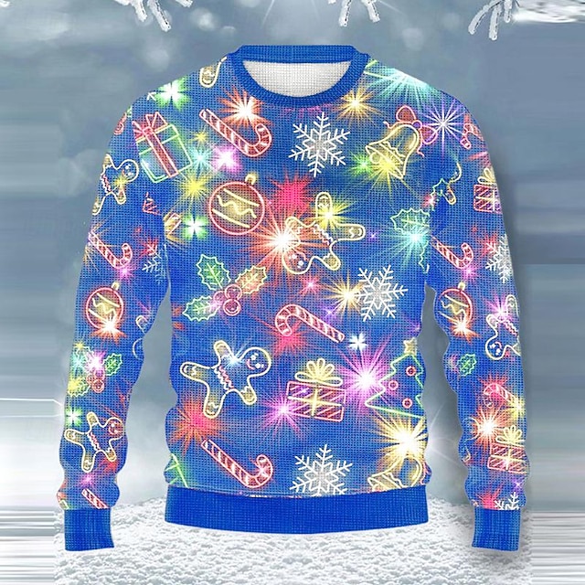  maglione natalizio brutto maglioni da uomo rock fiocco di neve pan di zenzero pullover maglione maglieria maglia capodanno maglione esterno quotidiano vacanza manica lunga girocollo autunno inverno