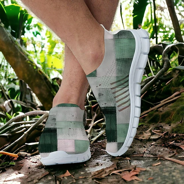 Men's Sneakers Loafers & Slip-Ons Casual Shoes Print Shoes Flyknit Shoes Running Fitness & Cross Training Shoes Walking Sporty Casual Athletic Daily Knit Breathable Massage Comfortable Blue Purple 19