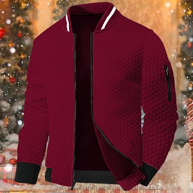 Men's Sweatshirt Black White Red Navy Blue Standing Collar Plain Zipper Sports & Outdoor Daily Holiday Streetwear Casual Christmas Fall & Winter Clothing Apparel Hoodies Sweatshirts  Long Sleeve2