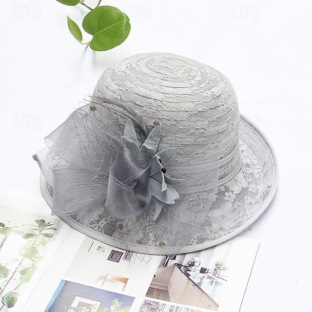  fascinators kentucky derby καπέλο καπέλα οργάντζα bowler / cloche καπέλο καπέλο καπέλο ψάθινο καπέλο casual γιορτινό κομψό vintage με πουπουλένιο καπέλο κεφαλής