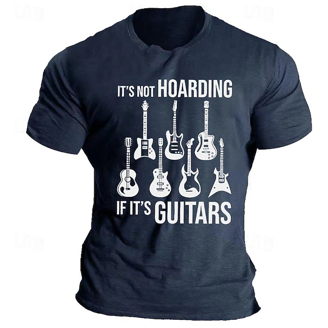 Men's Graphic T-Shirt: Funny 'It's Not Hoarding If It's Guitars' Music Tee for Guitar Lovers, Hobby Lifestyle Gift 5