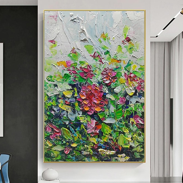  mintura lucrat manual cu textură groasă picturi în ulei cu flori abstracte pe pânză decor de artă de perete imagine modernă pentru decor interior pictură rulată fără rame neîntinsă