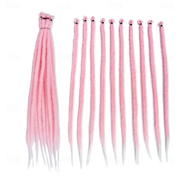  14 tommer tynde syntetiske dreadlock extensions 0,6 cm 20 tråde korte single end reggae dreadlocks extension pink dreads loc 14