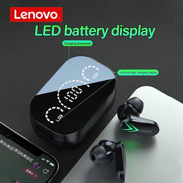  lenovo xt82 ワイヤレス ゲーム ヘッドフォン インイヤー スポーツ イヤホン Bluetooth 5.1 低遅延ゲーム イヤホン LED バッテリー ディスプレイ マイク付き