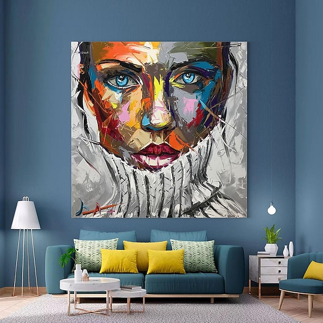  käsintehty käsinmaalattu öljymaalaus seinä taide muotokuva kauneus naiset kasvot värikäs muotokuva abstrakti moderni ei kehystä venyttämätön