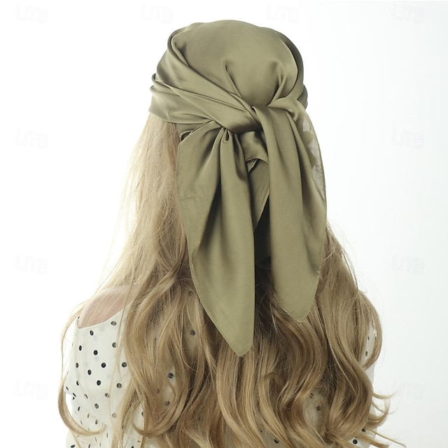  Lenço para cabelo como lenço de cetim envolvimento de cabelo para dormir para Dia dos Reis casual diário laranja cor sólida 70 cm para mulheres