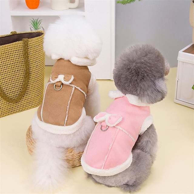  Prodotti per cani Prodotti per gatti Tuta Classico Fiocco Elegante stile sveglio Da giorno Per eventi Inverno Abbigliamento per cani Vestiti del cucciolo Abiti per cani Traspirante Rosa Cachi Costume