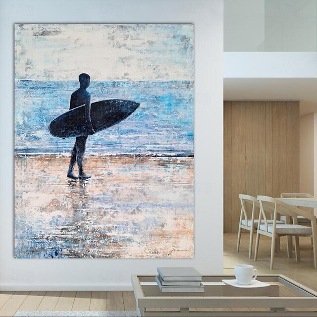  oliemaleri håndmalet abstrakt surfing ved havet oliemaleri på lærred vægkunst abstrakt havlandskab billeder vægmaleri på værelset væg maleri til boligindretning