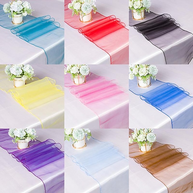  10 Pcs Modern Minimalist Glass Yarn Table Flag 30 * 275cm Hotel Wedding Banquet Table Flag