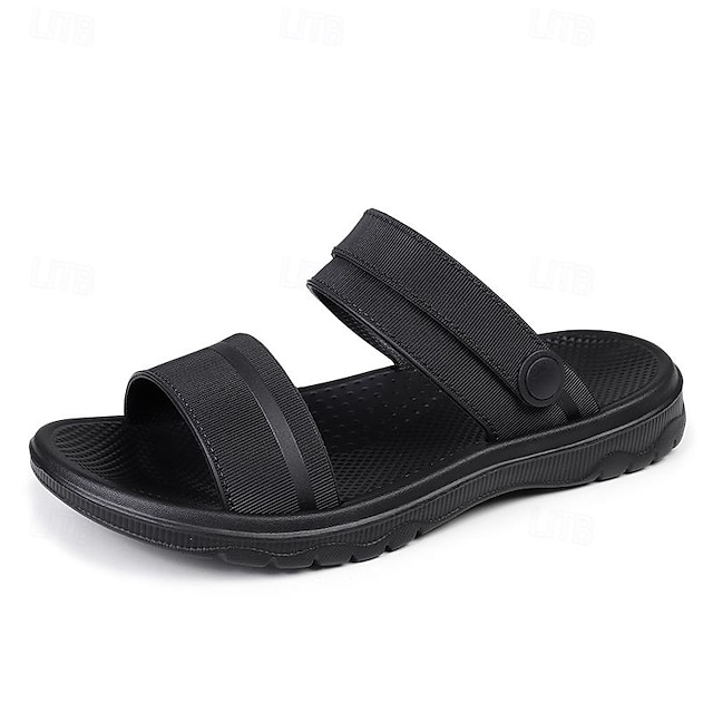  Men's Sandals Beach Slippers Sporty Sandals Casual Daily Beach PVC Breathable Slip Resistant Loafer Black Brown Gray Summer Spring