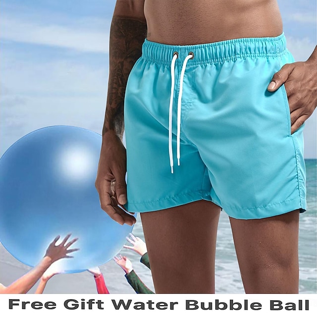  מכנסי ים קצרים עם 2 יחידות מתנפחים כדורי מים מתנפחים מכנסי שחייה מהיר יבשים מכנסי ים בגד ים שרוך לנשימה עם כיסים בלון מים גברים מסיבת בריכה חיצונית על החוף