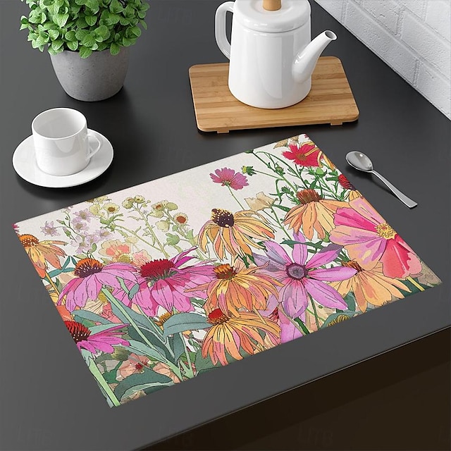  Napperon floral 1 pièce, tapis de table 12x18 pouces, pour fête, cuisine, décoration de salle à manger