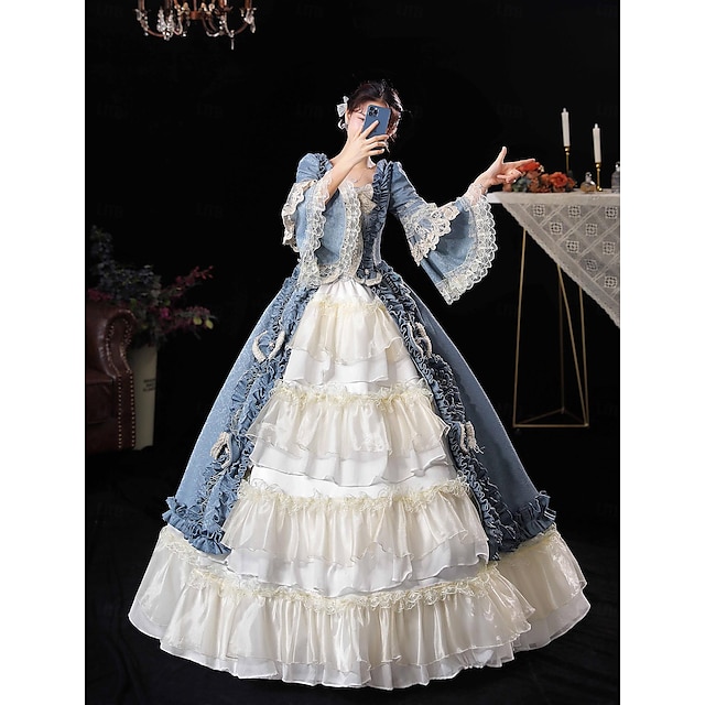  Gothic Victorian Medieval Princess Dress Party Costume Prom Dress Princess Shakespeare Bridal Women's Solid Color Ball Gown Halloween Wedding Party Evening Party Dress