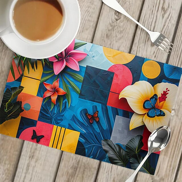  1PC Floral Placemat Table Mat 12x18 Inch Table Mats for Party Kitchen Dining Decoration