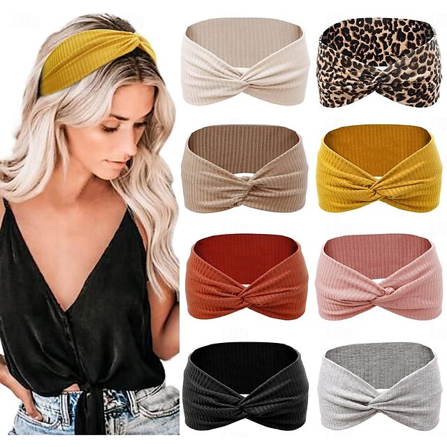  Headbands for Women Non Slip for Short Hair. Yoga Workout Running Sport Elastic Hair Bands for Women's Hair Twist Turban Hair Wrap for Girls