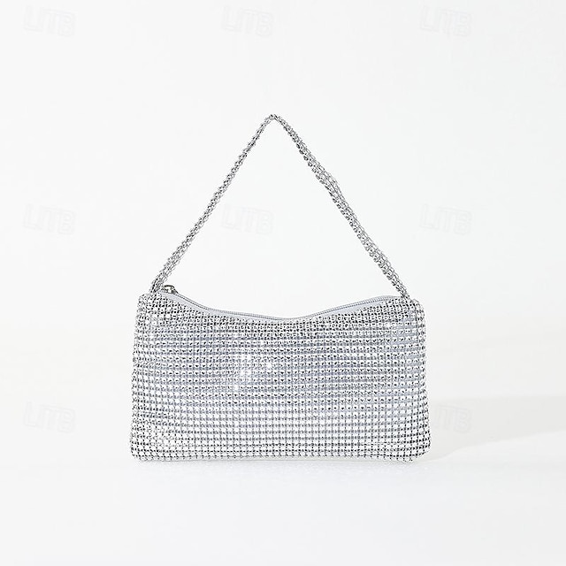  Women's Evening Bag Polyester Alloy Party Daily Chain Multi Carry Solid Color Silver Black Champagne