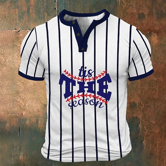  Graphic Streifen Baseball Modisch Klassisch Brautkleider schlicht Herren 3D-Druck T Shirt Henley Shirt Sports Outdoor Festtage Ausgehen T-Shirt Weiß 1 Weiß 2 Kurzarm Henley Hemd Frühling Sommer