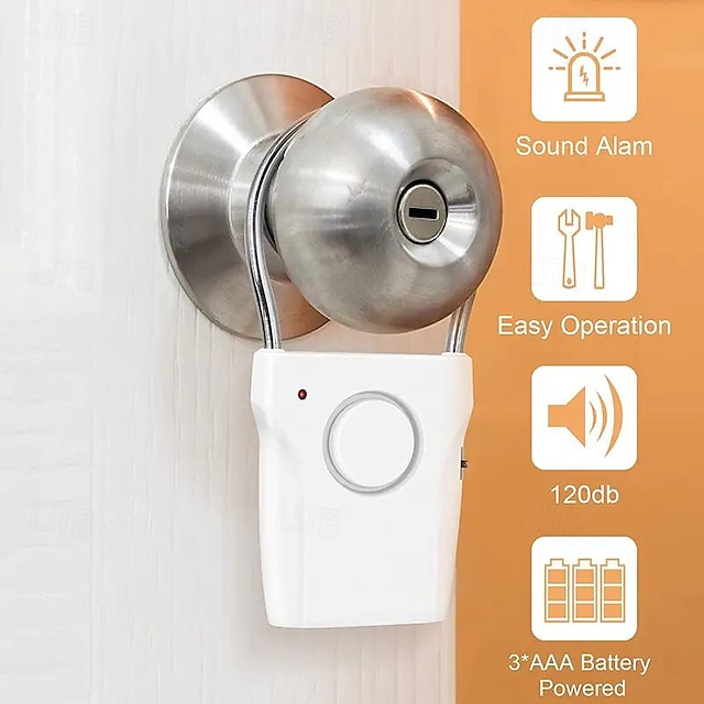  Alarma de puerta de viaje de 120 dB con sensibilidad ajustable: fácil instalación. Seguridad alimentada por batería para hotel en casa & departamento