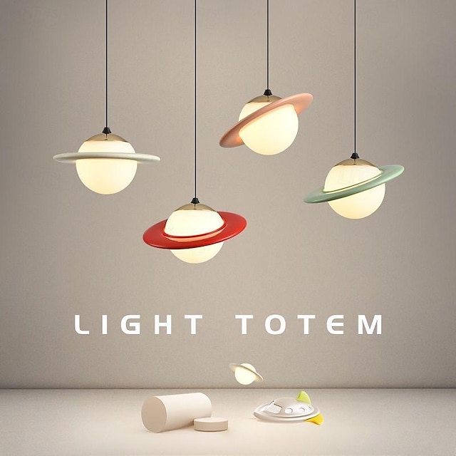  kreativ pendel, hvit metall hengende lampe med sfærisk glass lampeskjerm, moderne led lysekrone, nattbord hengende lamper, nordic simple drop lights (e27)