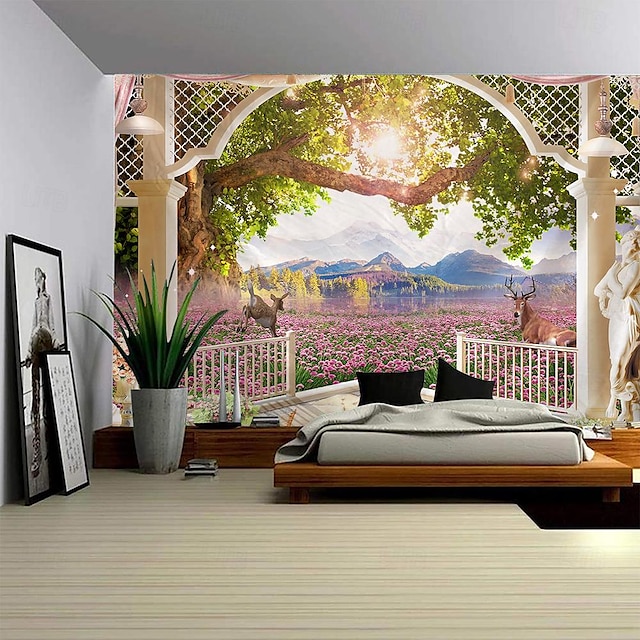  boog landschap hangend tapijt kunst aan de muur groot tapijt muurschildering decor foto achtergrond deken gordijn thuis slaapkamer woonkamer decoratie
