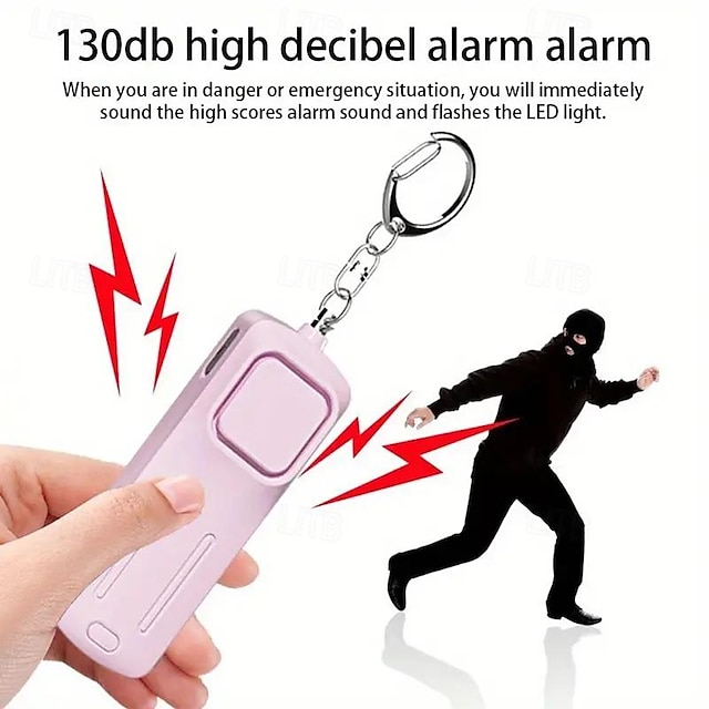  Alarma de autodefensa 130db anti-lobo para mujer, alerta de protección de seguridad, llavero de seguridad personal, alarma de emergencia fuerte
