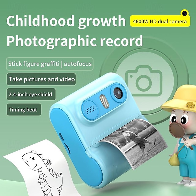  2024 vendita calda 900mah giocattolo schermo a colori da 2,4 pollici hd 1080p fotocamera per stampa istantanea per bambini