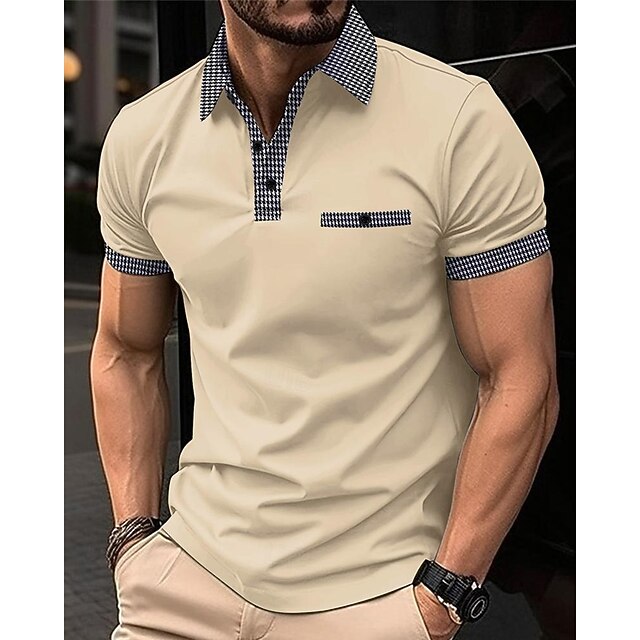 Casual Color Block Men's Short Sleeve Polo Shirt For Golf Game main image 1